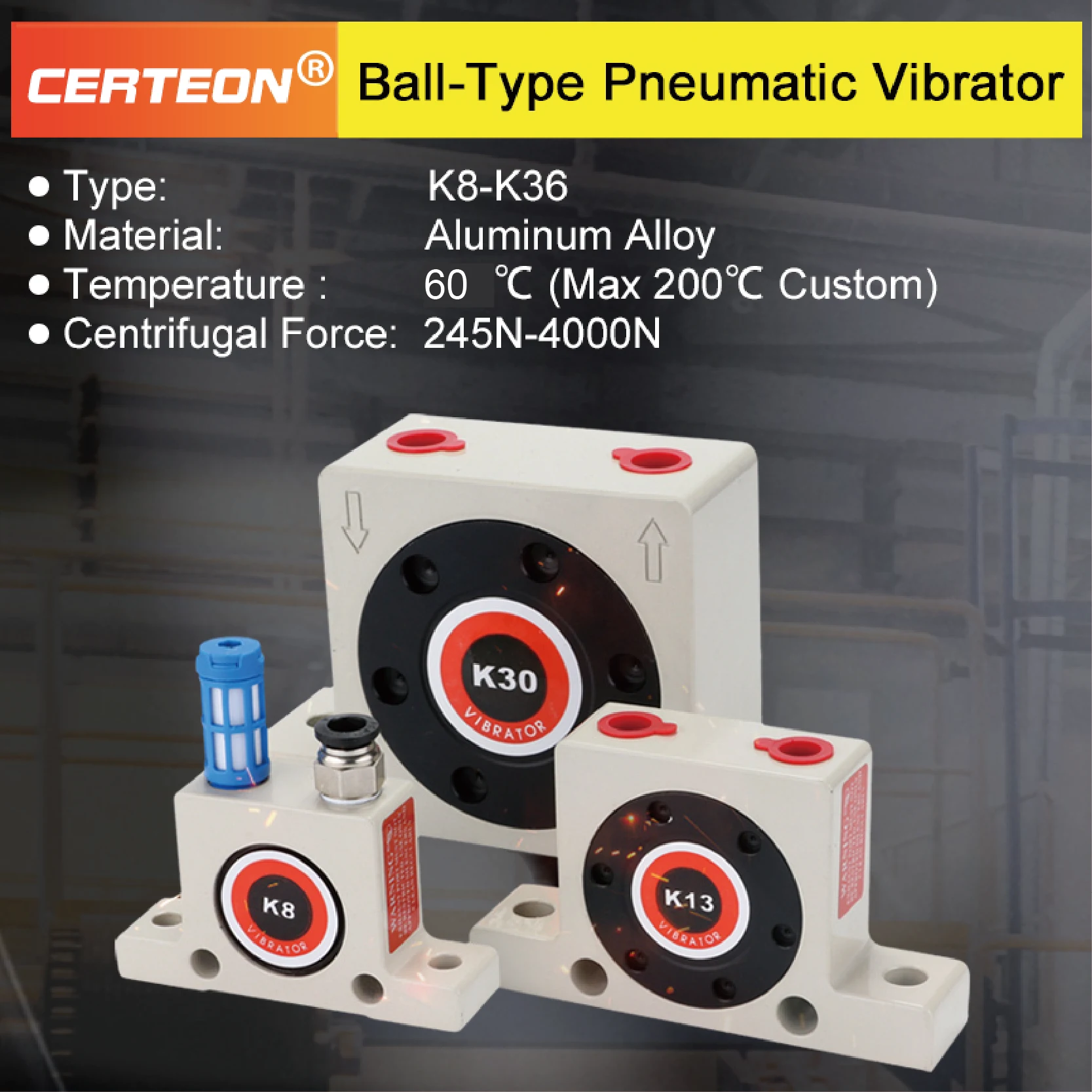 K20 K25 Pneumatic Ball Vibrator Air Operated Hopper Vibrator Bin Discharger Vibrator Turbine Vibration Motor for Silo