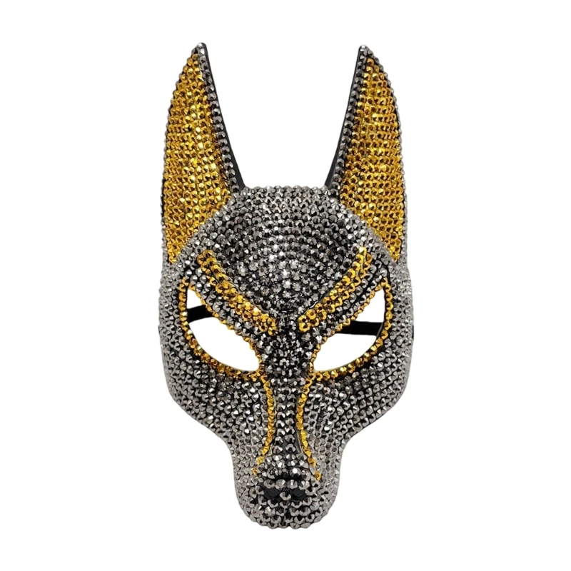 Rhinestones Anubis Mask Egyptian God of Death Costume Accessory Masquerade Mask