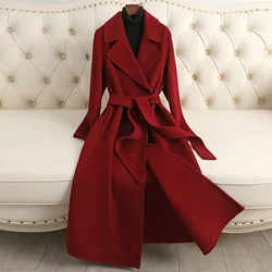 Double-sided Cashmere Wool Coat Women's Long 2024 Autumn/winter New Over-the-knee High-grade Feeling Temperament Woolen Coat