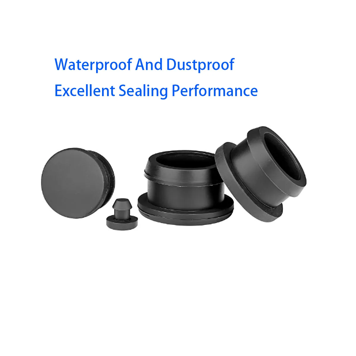 Silicone Threading Buckle Type Round Hole Sheath Plug Black 2.5/3/3.5/4/4.5/5.5/6/6.5/7/7.5-50.6mm
