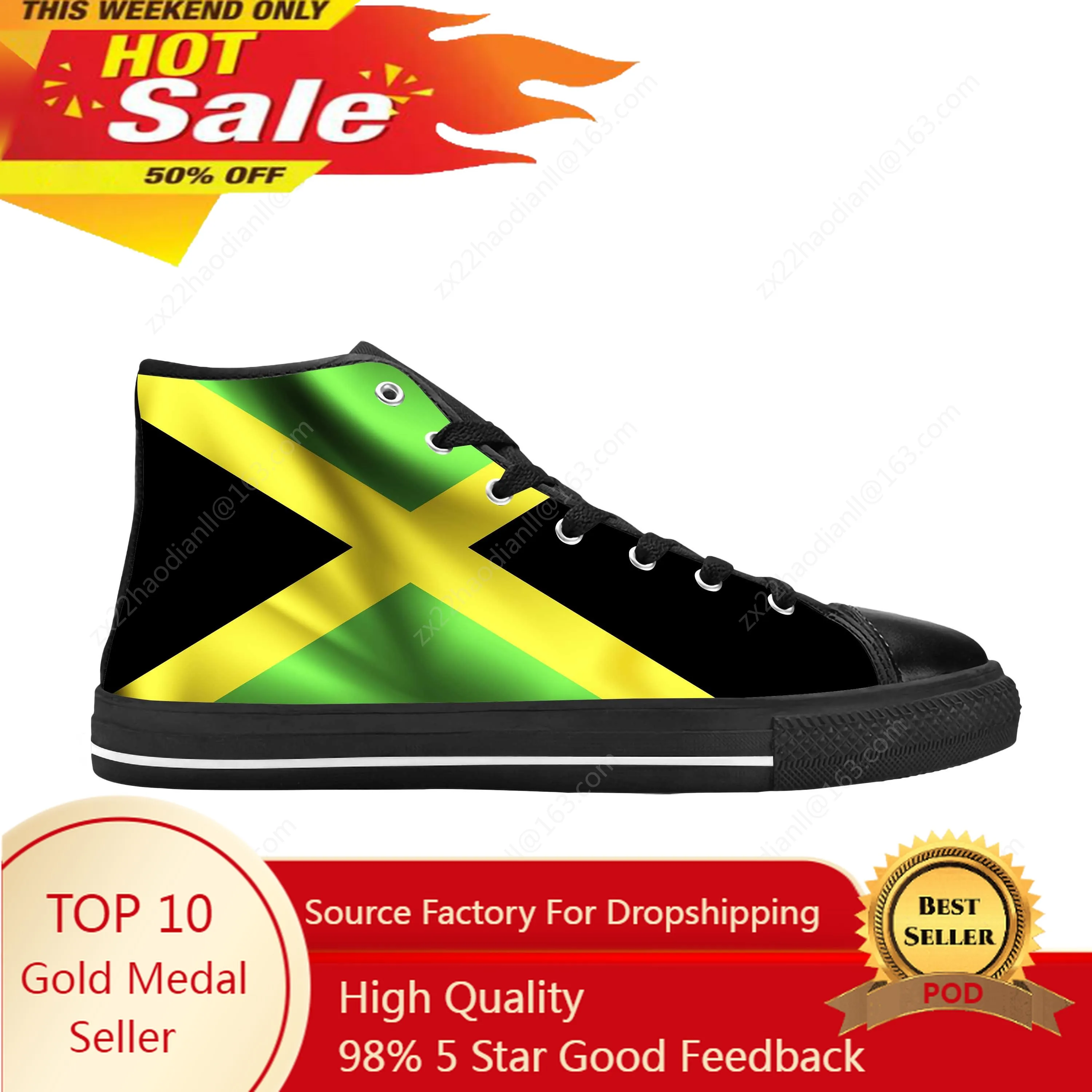 

Jamaica Jamaican Lion Flag Patriotic Pride Funny Casual Cloth Shoes High Top Comfortable Breathable 3D Print Men Women Sneakers