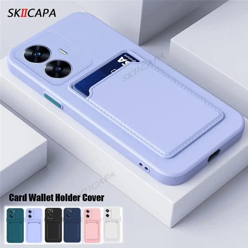فتحة بطاقة محفظة حامل غطاء ل Realme C55 5G حافظة كاندي اللون كاميرا حماية سيليكون لينة الغطاء الخلفي على RealmeC55 C 55 C33
