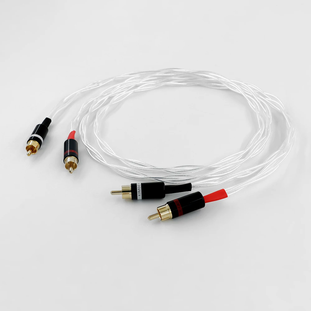 Серебряный соединительный кабель RCA премиум-класса 2, позолоченный для компакт-дисков/усилителей ​