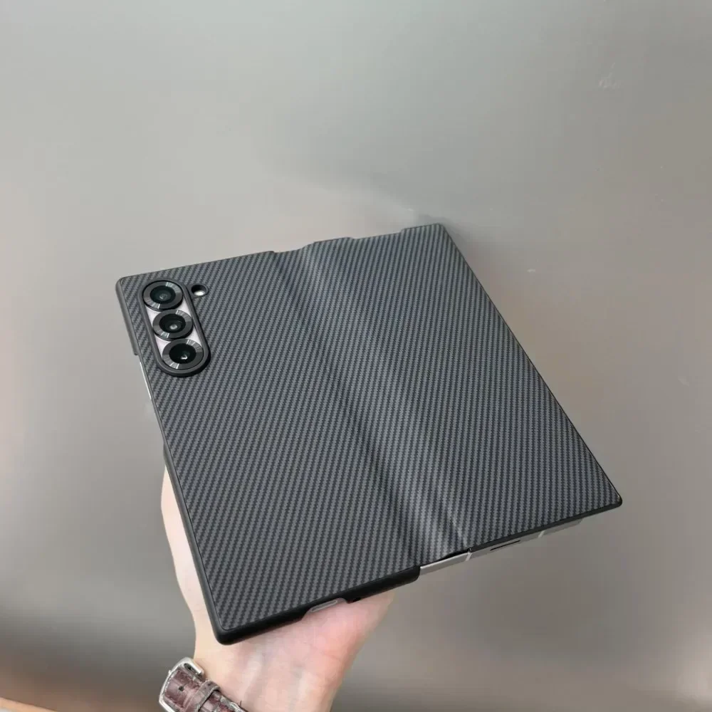 Luxury Matte Carbon Fiber Pattern Leather Folding Holder Case For Samsung Galaxy Z Fold 6 5 4 Shockproof Hard Cover Accessories image 3