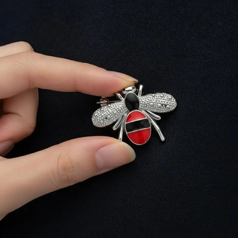 Cute Bee Enamel Brooch Shiny Metal Wings Durable Lapel Pin for Wedding Party Daily Outfit Accessories Gift for Girls