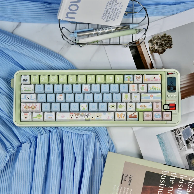 Cute Dog PBT Key Caps 131 Keys Mao Profile Dye-Sublimation Cat-shaped Keycaps For Gaming DIY Mechanical Keyboards