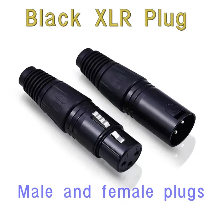 Copper Needle Gold-platedThree Core Black XLR plug, High-quality Male and Female Plug Audio Adapter, black XLR Socket
