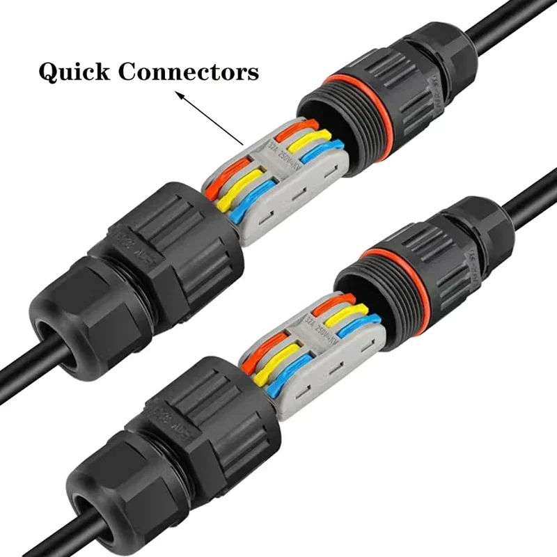 IP68 Waterproof Cable Connector Quick Connection KVSF-15 2 in 2 out 2/3/4/5 Pin Electrical Terminal Adapter Wire Connector