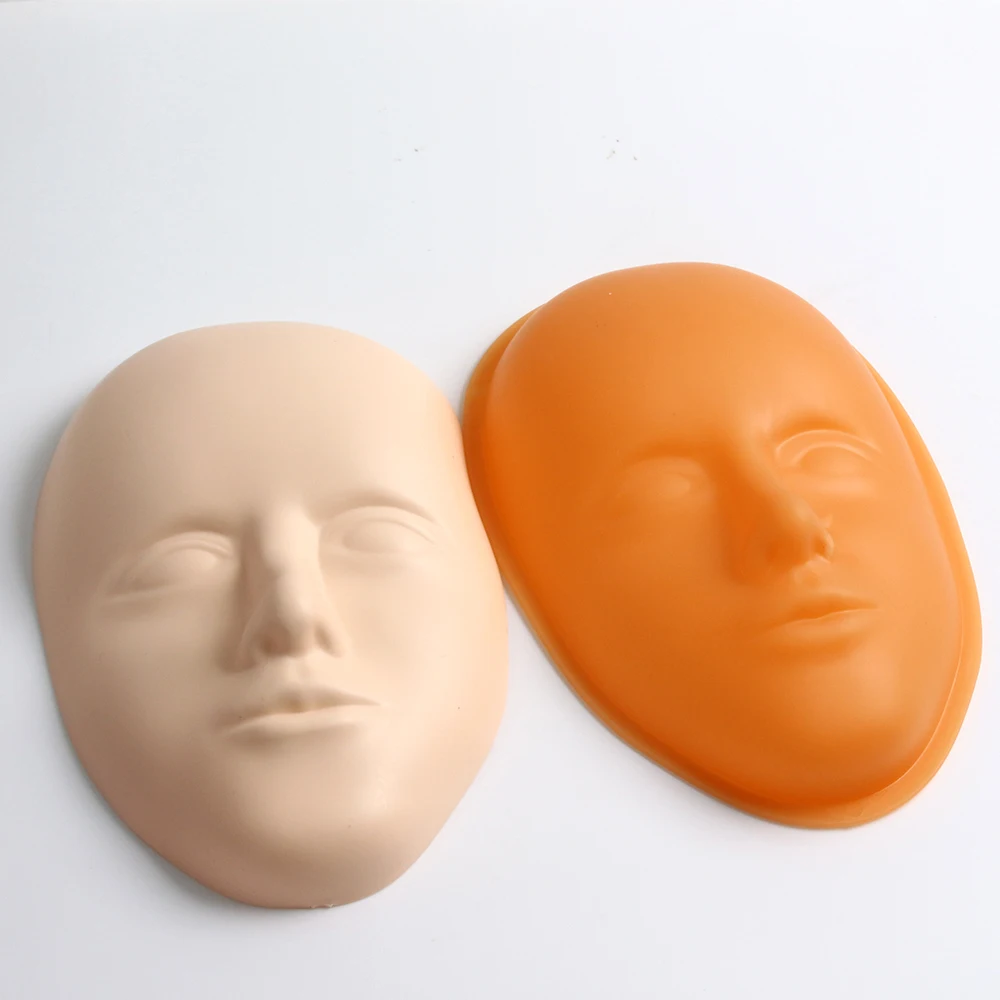 2pcs/Set 5D Facial Tattoo Training Head Silicone Practice Skin Permanent Makeup Accessories For Makeup Beginners and Artists
