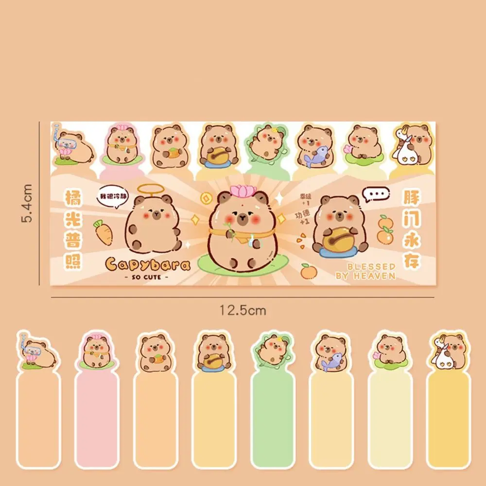 Cute Cartoon Capybara Index Sticky Note Tabs, auto-adesivo, Calendário Marcação Etiquetas, Material Escolar, Anotações de livros