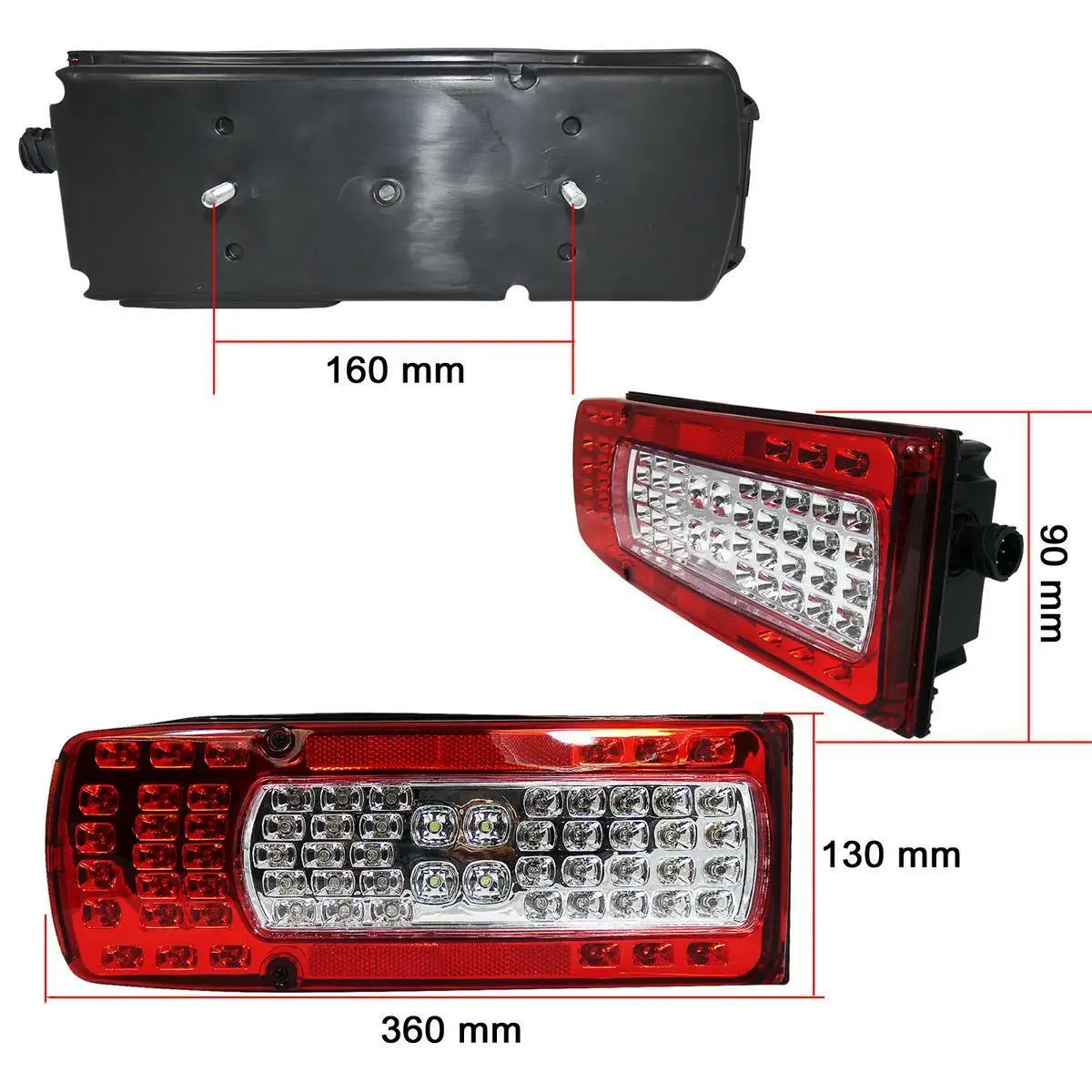 Pair Led Rear Lights Combination 360mm Lamps For Volvo Fh12/Fm12/Fh16 Oem 20425732