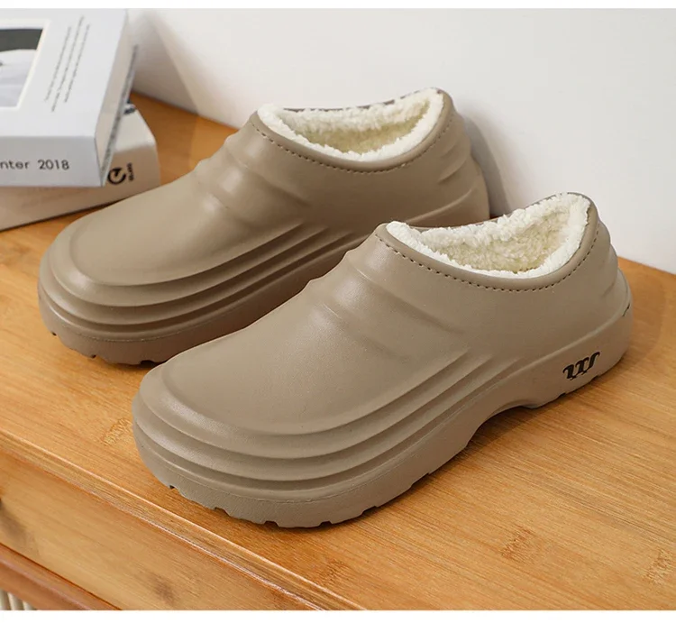 Winterliche, große, warme Plüsch-Kochschuhe für Herren, wasserdicht, rutschfest, ölbeständig, Arbeitsschuhe für Küchen- und Restaurantpersonal. – Detail 17