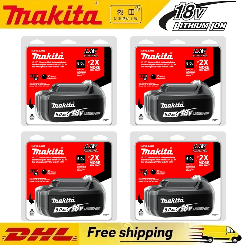 🏅 Batterie Makita 100% originale 18V 6,0Ah, batterie rechargeable, remplaçant les batteries Makita BL1830B L1840B L1850B L1860B, batterie pour outils électriques