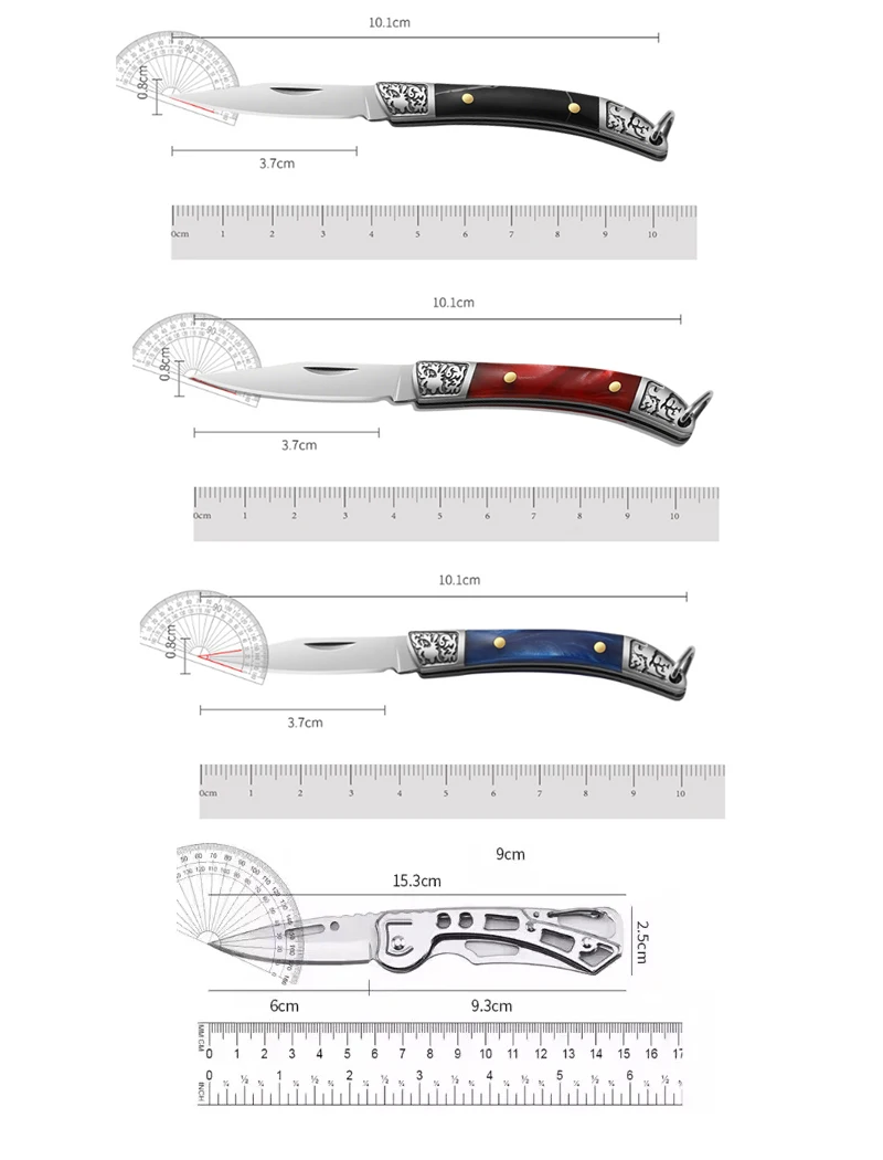 WXCOO Stainless Steel Mini Pocket Fruit Knife with Non-slip Handle Multifunctional Folding Fruit Peeling Kitchen Knife