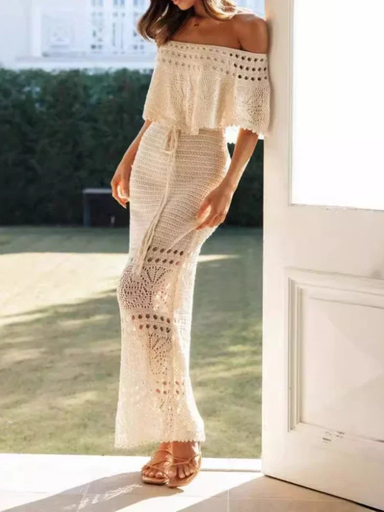 

Женские платья Новые модные весенне-летние платья 2024, повседневное полое платье с шалью на шнуровке, длинное платье, сексуальное платье, уличная одежда