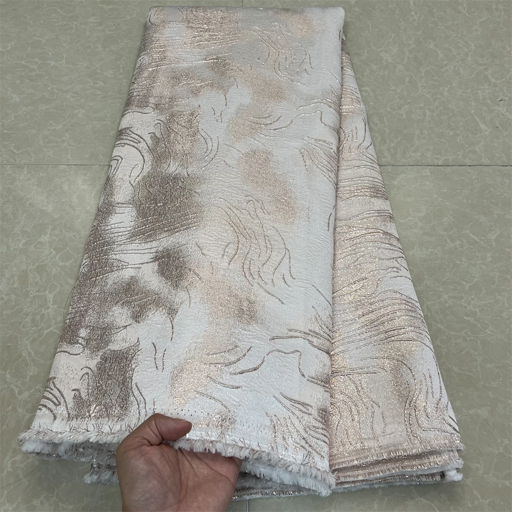 

African Jacquard Brocade 5 Yards Lace Fabric,Embroidery,2024,Party Dresses,Tulle,Carbon,Nigerian Fabrics For Sewing By Meter