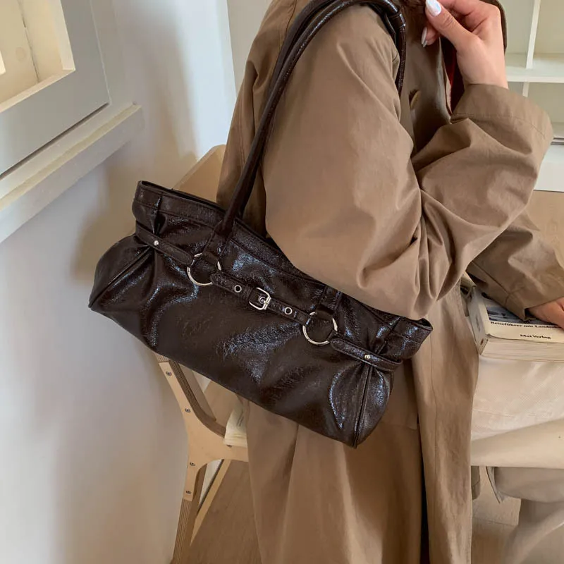 Simple Tote Bag for Women 2026 New High Texture Belt Buckle Casual Shoulder Underarm Bag
