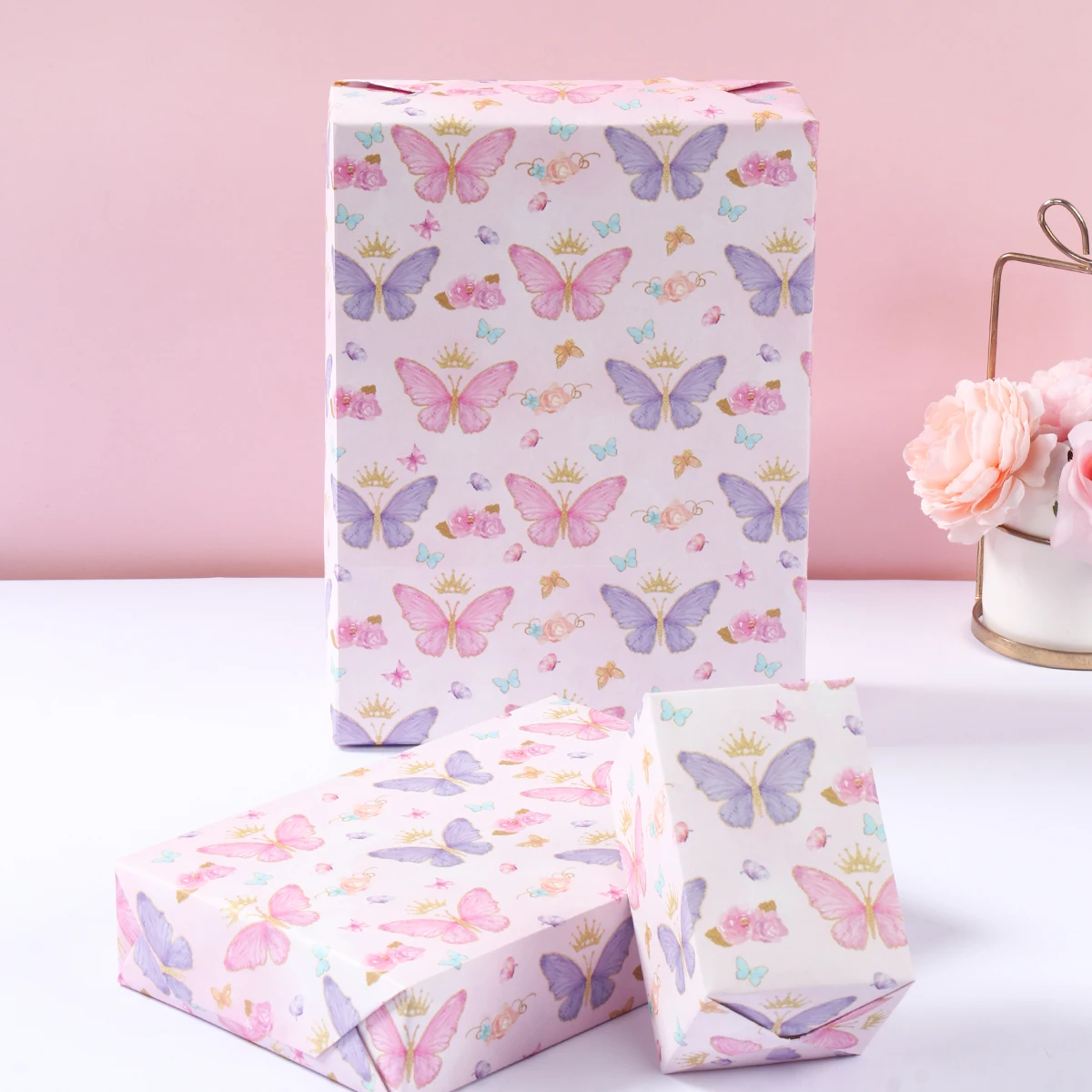 Butterfly DIY Gift Wrapping Paper Butterfly Theme Birthday Party Decor Kids Girl Baby Shower Wedding Party Gift Decor Supplies