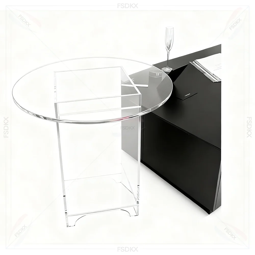 FSDKX High Quality Minimalist Style Clear Round Wedding Table Acrylic Wedding Cake Table Background Decoration