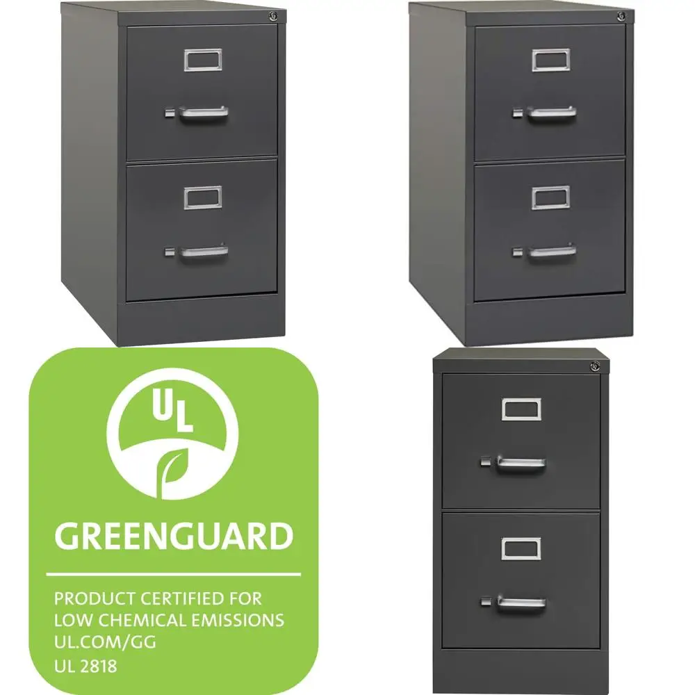 Armário vertical com 2 gavetas, 15x26,5x28 polegadas, carvão