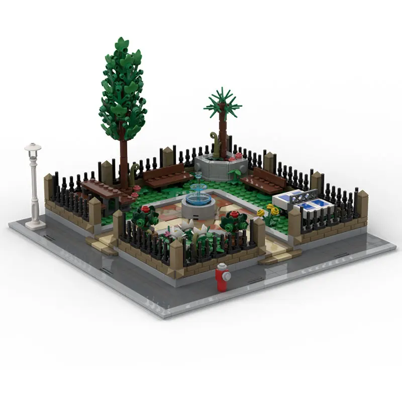 

Modular building set with fountain plaza, small particle assembly building blocks, toy gift ornament set, 891pcs