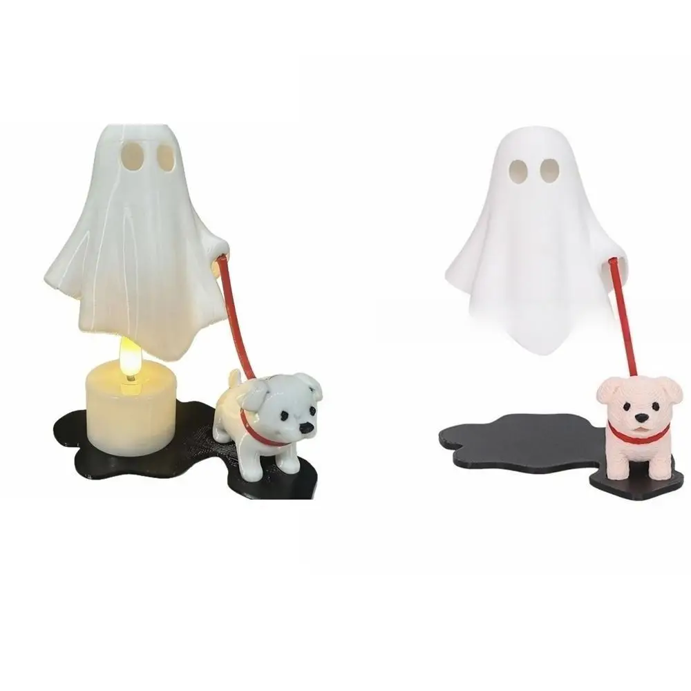 3D Printed Dog-Walking Ghost Decor Ornaments Creative Halloween Decorations Cute Funny Ghost LED Night Light Halloween Gifts