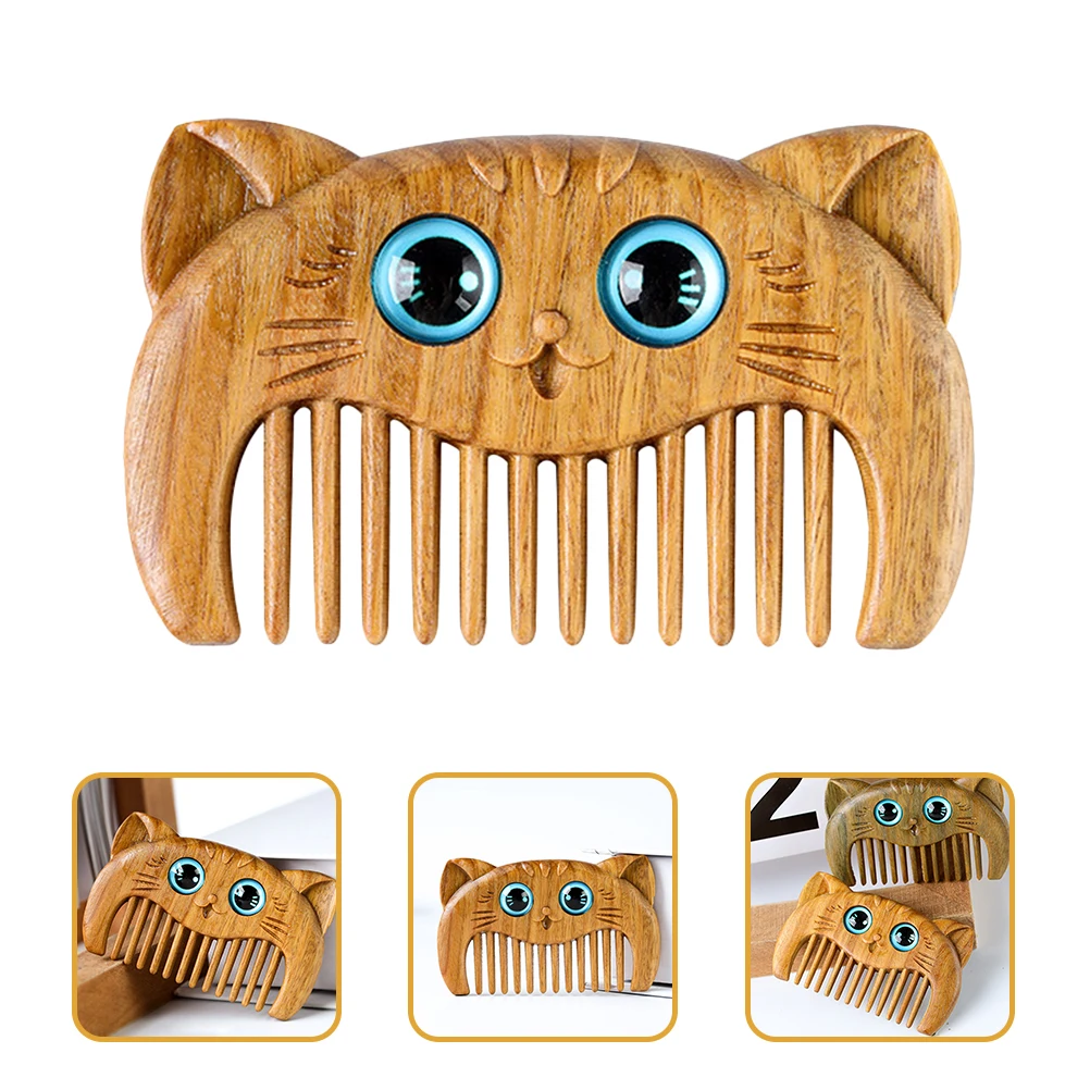 

2pcs Green Sandalwood Comb Fine Tooth Wooden Hair Brush for Men Curly Smooth Surface Durable Safe Comfortable Gift Hair Care