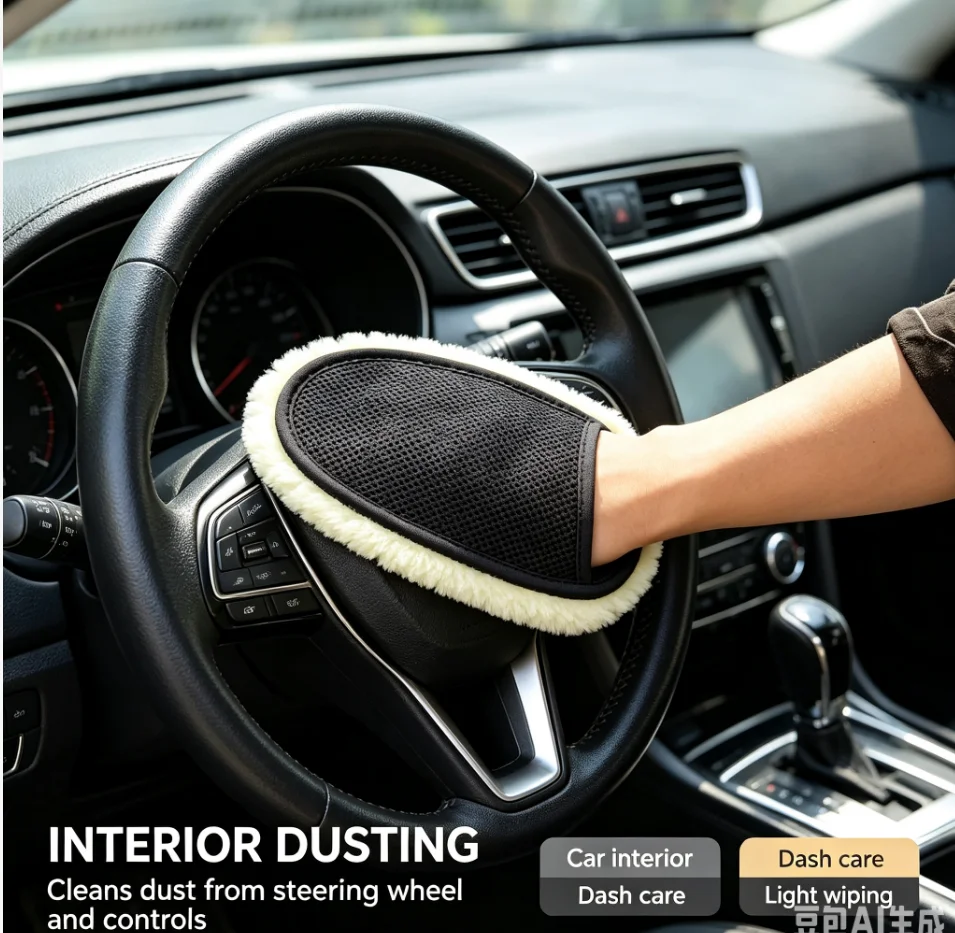 Wool Car Wash Gloves New Soft Cleaning Brush Motorcycle Car Washing Machine Care Washing Velvet Beauty Car Wash Accessories