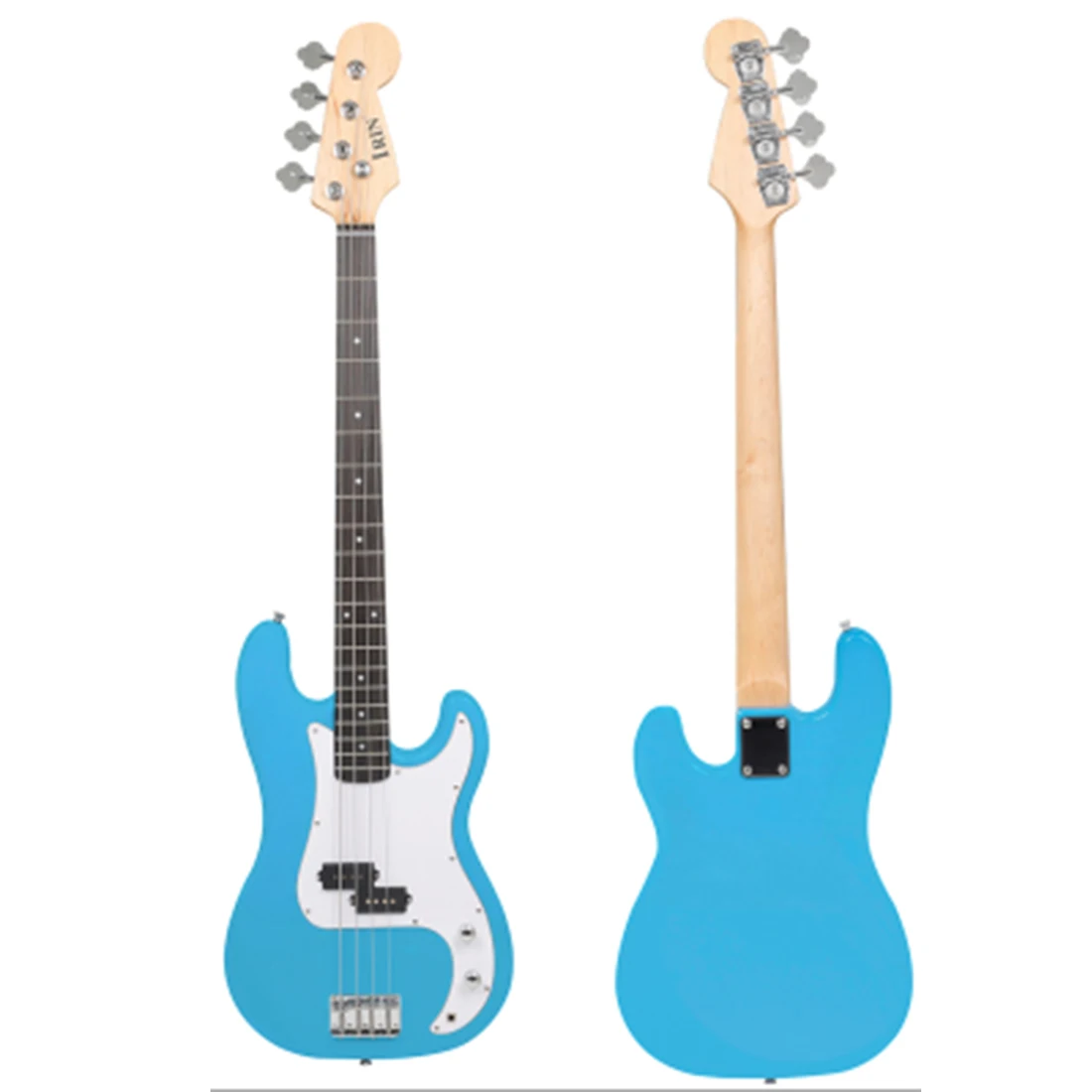 Sky Blue 4 String Electric Bass 20 Frets Basswood Body Bass Guitar with Tuner Strings Capo Stand Strap Accessories