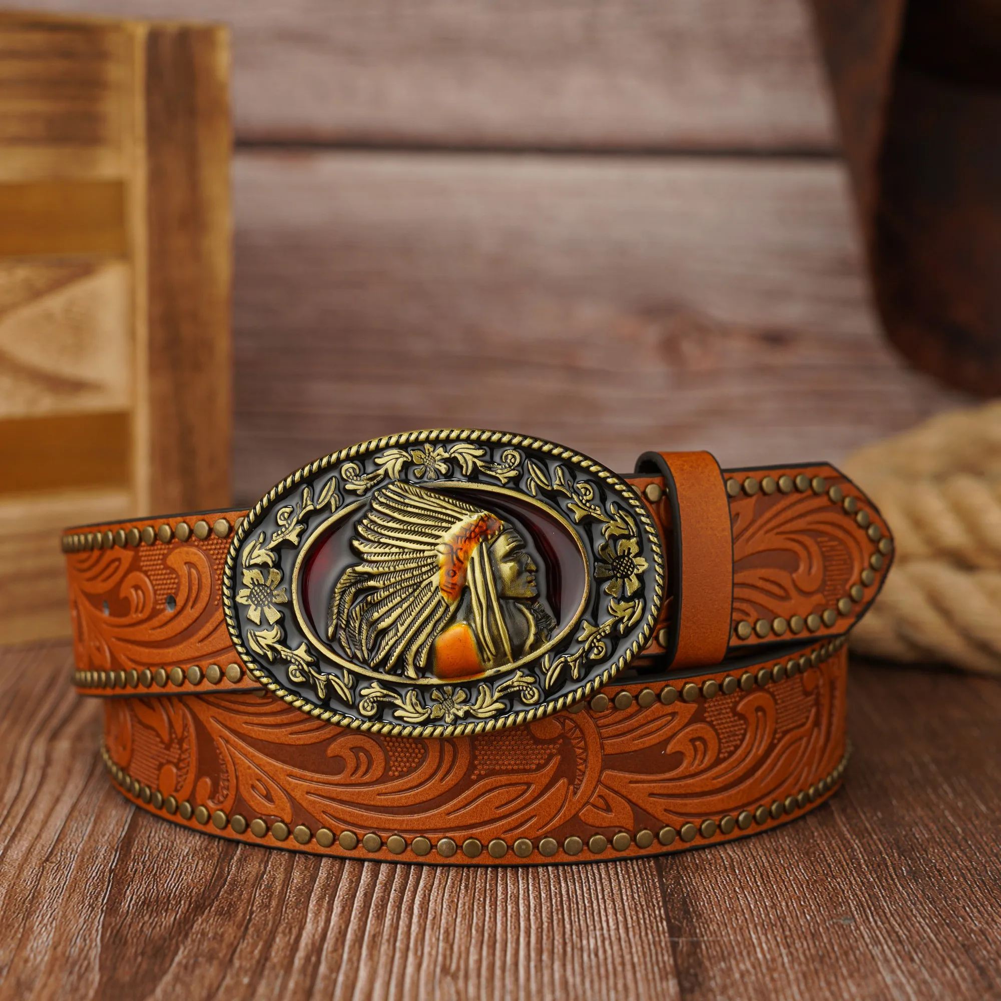 حزام برشام مزخرف من الدانتيل Ann Chieftain ذو إبزيم من البولي يوريثان #5