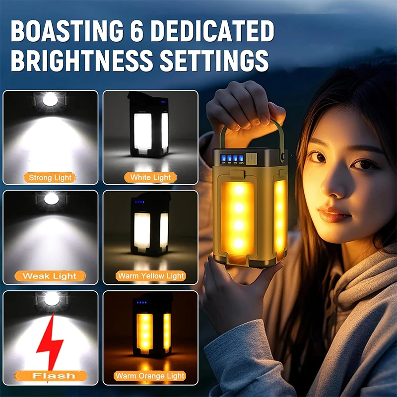 Outdoor Portable Mobile Power Light Type-C Charging LED Hanging Multi Gear Tent Light Suitable for Camping, Hiking, and Fishing