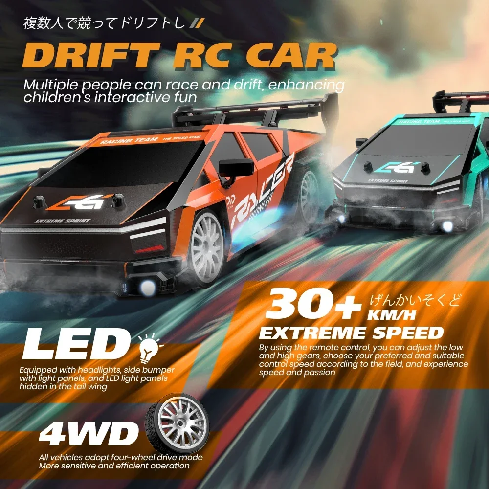 4WD รีโมทคอนโทรลรถ RC Drift 1:24 20 กม./ชม.รถความเร็วสูงพร้อมไฟ LED Racing กีฬาของเล่นสําหรับผู้ใหญ่เด็กผู้หญิงเด็กของขวัญ