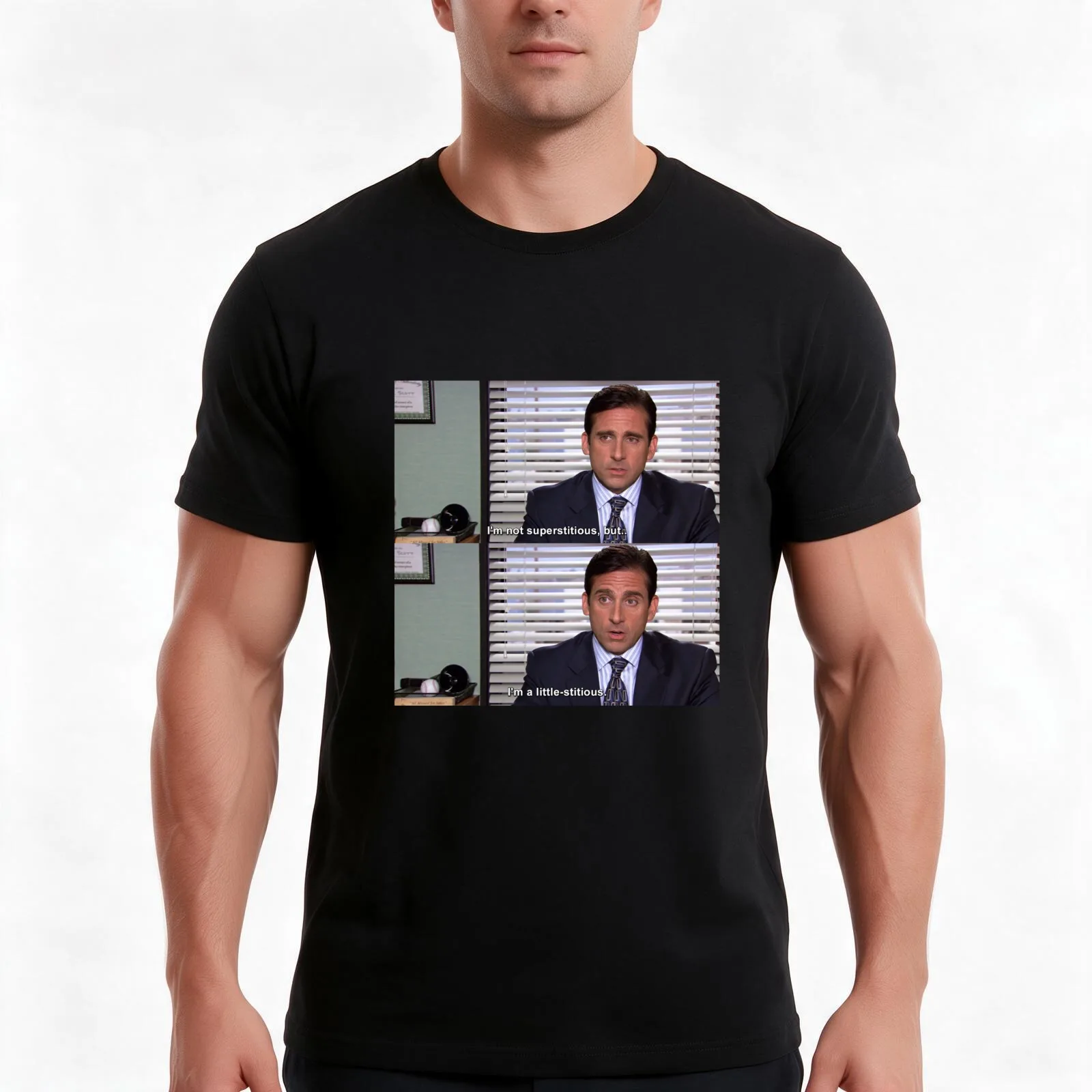 Michael Scott-i'm not superstitious but I'm a little stitious T-Shirt Summer Casual Cotton Tee Oversized Streetwear Tops