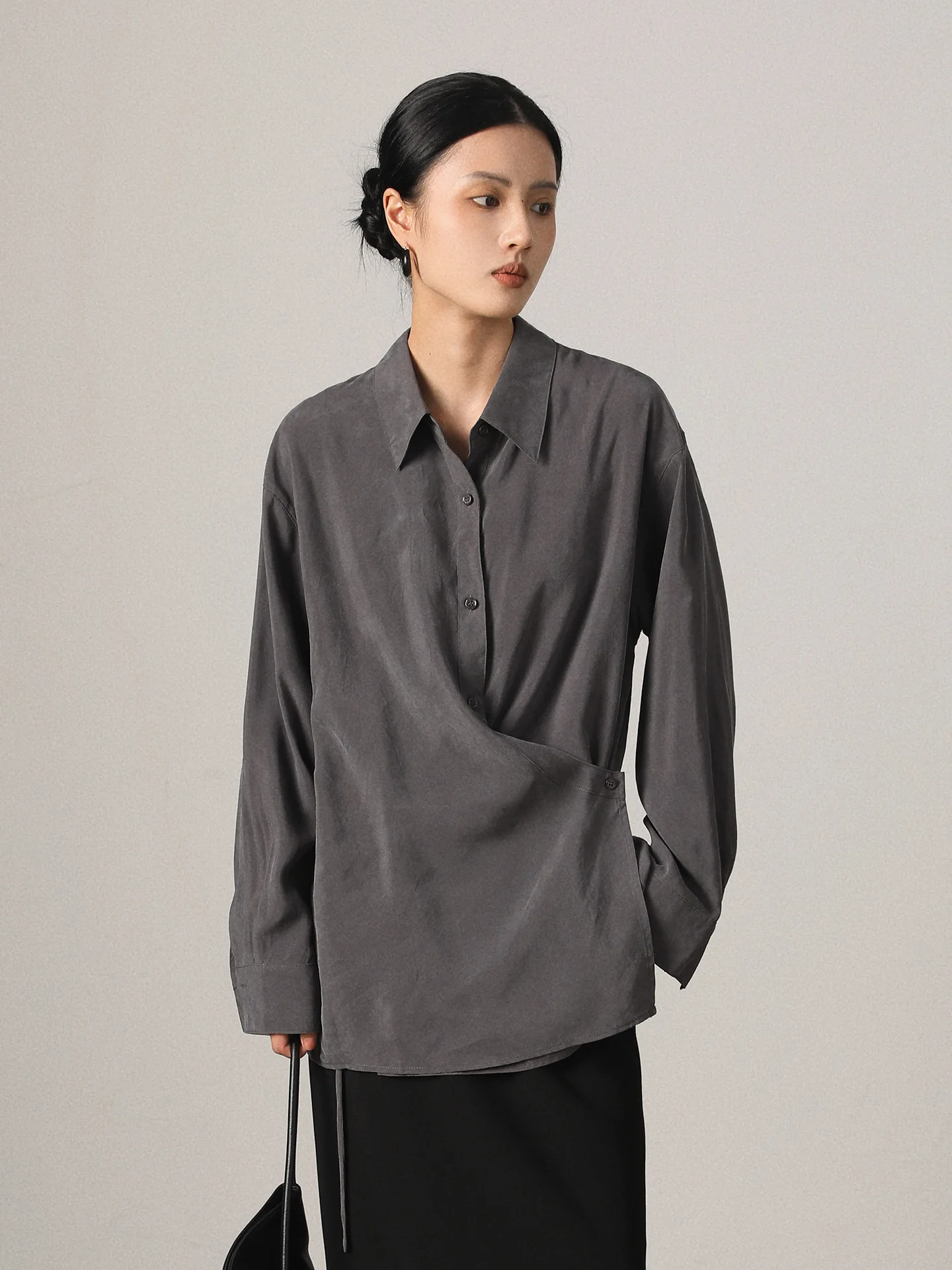 

Vimore Asymmetrical Design irt High-End Aosphere Long Sve Casual Sle Loose Fit Women's Premium irt