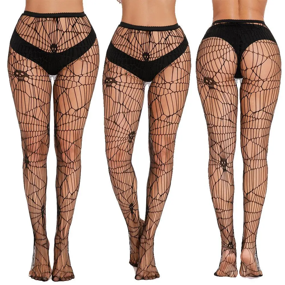 

loween Skeleton Lady Stoings Set Net Tights Panhose plus Size Cosplay Thin Material Tee-acetate Fiber Women's Bot