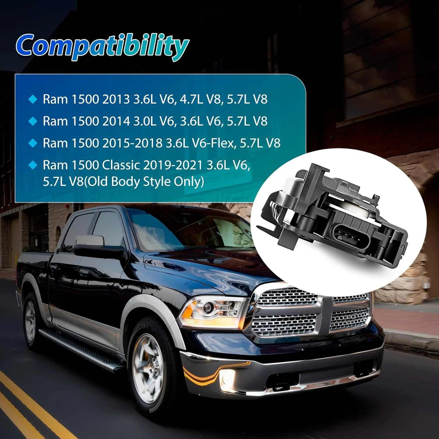 ML.427 Active Radiator Grille Shutter Actuator Motor Assembly For Ram 1500 2013-2018, Ram 1500 Classic 2019-2021