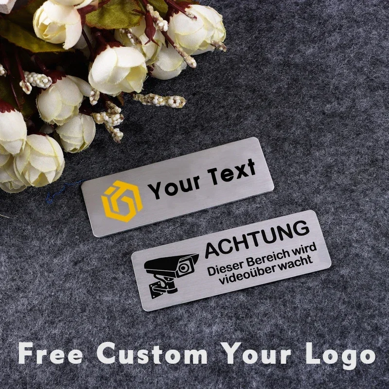 1PCS Free Customizable 70x20mm Brooches Pin Personalized Engraved Text Logo Business ID Plate Metal Tag Customized Name Badges