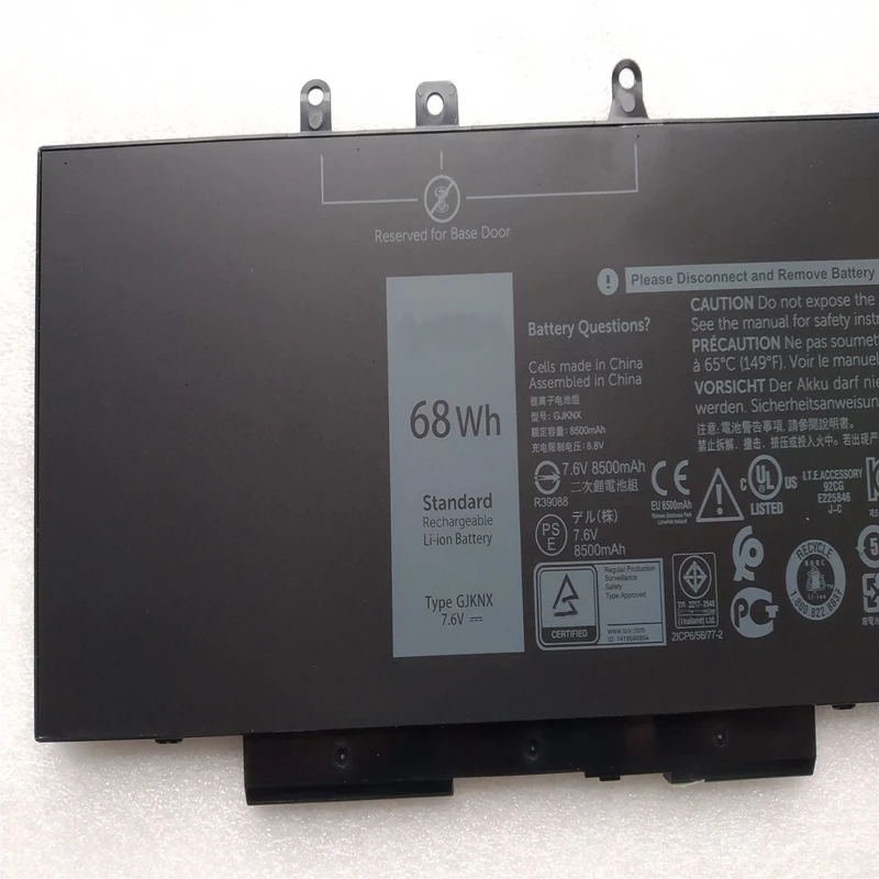 New GJKNX GD1JP Laptop Battery 7.6V 68Wh For Dell Latitude E5480 E5580 E5490 E5590 E5491 E5591 Precision 15 M3520 M3530 Notebook