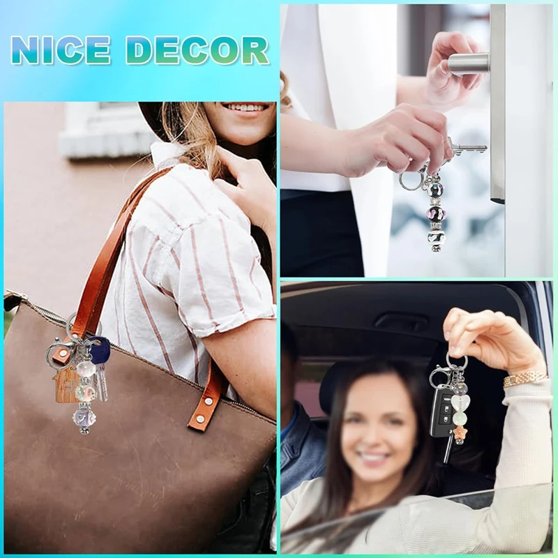 WISH 12 Set Beadable Keychain Making Kit Metal Beaded Keychain Kit, Sublimation Keychain Blanks For DIY Crafts Making Gift