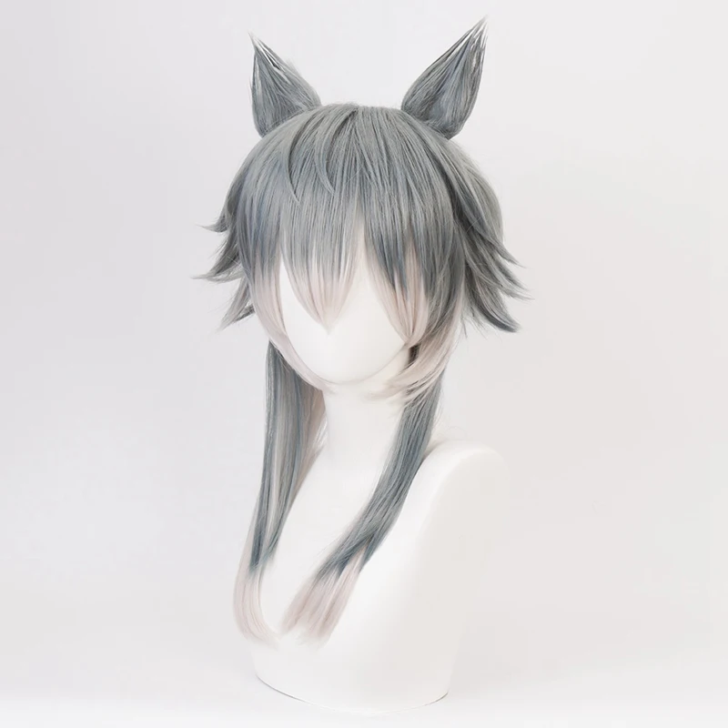Anime BEASTARS Legoshi Cosplay Wig With Wolf Ears Personified Beasts Gradient Colors Heat Resistant Hair Wigs + Wig Cap view 2