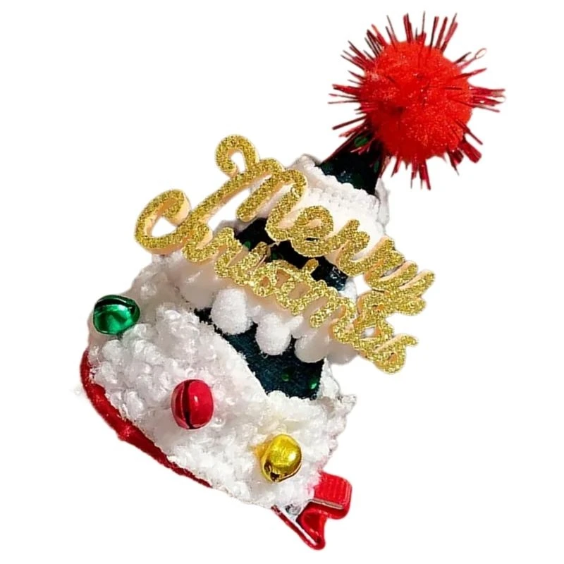 39BC Christmas Festival Theme Hair Clip for Student Girl Nonslip 3D Santa Hats Hair Barrette for All Age Party Hair Ornament