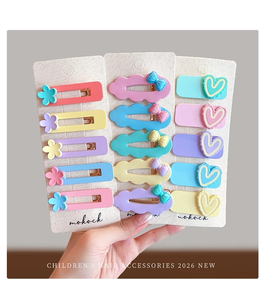 2026 Neu 5-teiliges Set Koreanischer Süßer Stil Niedliche Schleifen-Wolken-Wellen-Haarspangen Haarschonende BB-Clips für Baby-Mädchen Kleinkind-Accessoires – Detail 3