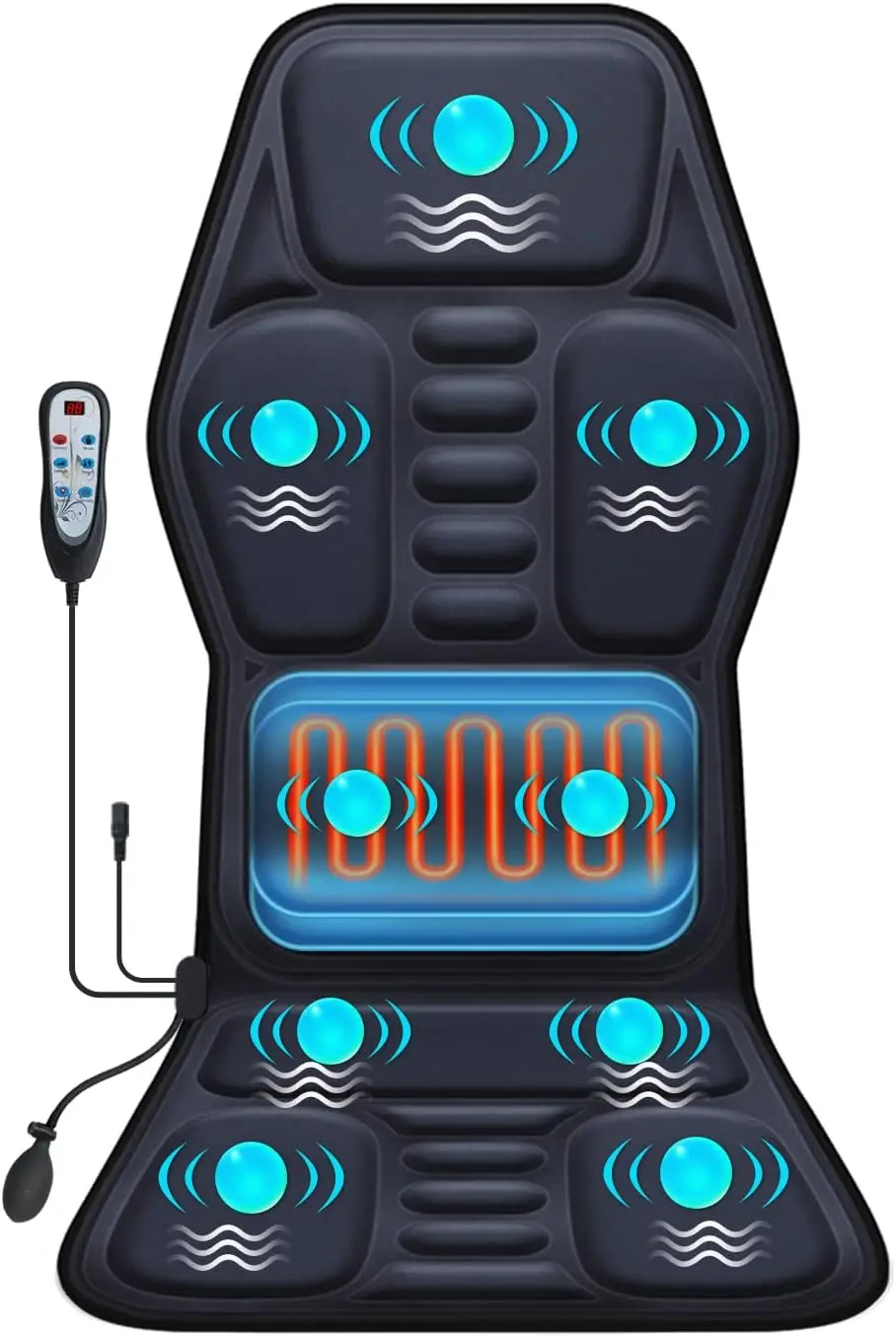 Massage Seat Cushion Pad with Heat 9 Massage Style Lumbar Support Function, Fatigue Stress Relief Back Massager Chair Pad for Me