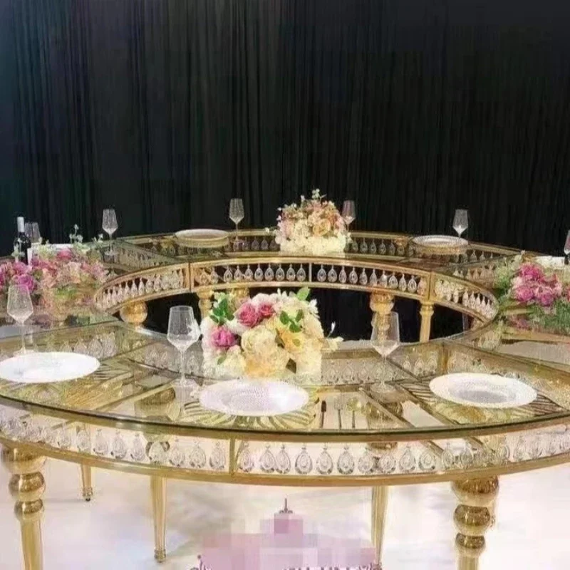 supplier gold Stainless Steel Frame Round dining room event wedding party tables