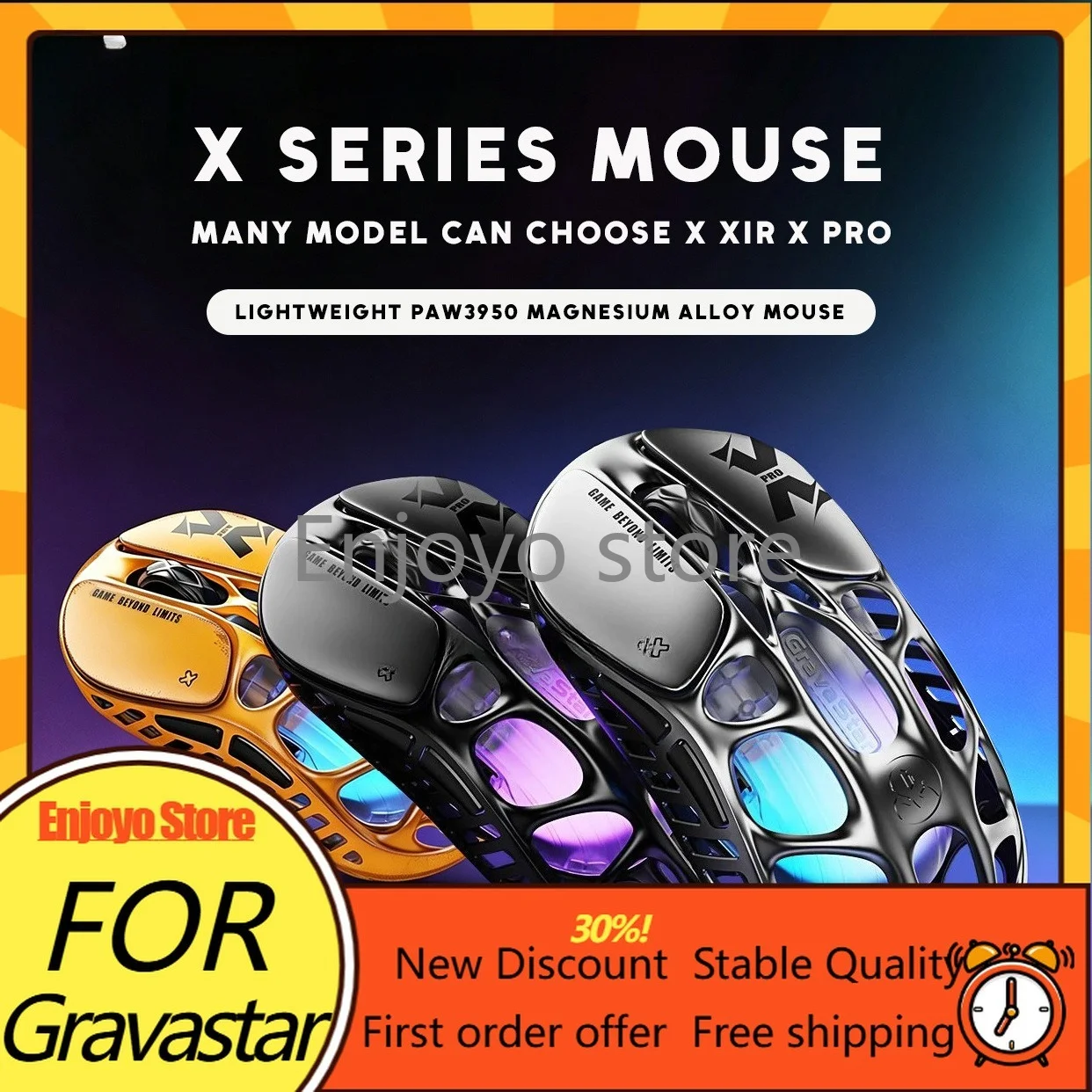 X AIR/Pro for Gravastar Gaming Mouse Hollow-out Design Dual 8K G3950 Sensor, Bluetooth&Wired Modes Esports Mouse for PC Gamer