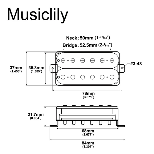 Imagen 2 del producto Artec VH-Rock-A Alnico 5 Humbucker descubierto pastilla de puente de cuello de guitarra eléctrica