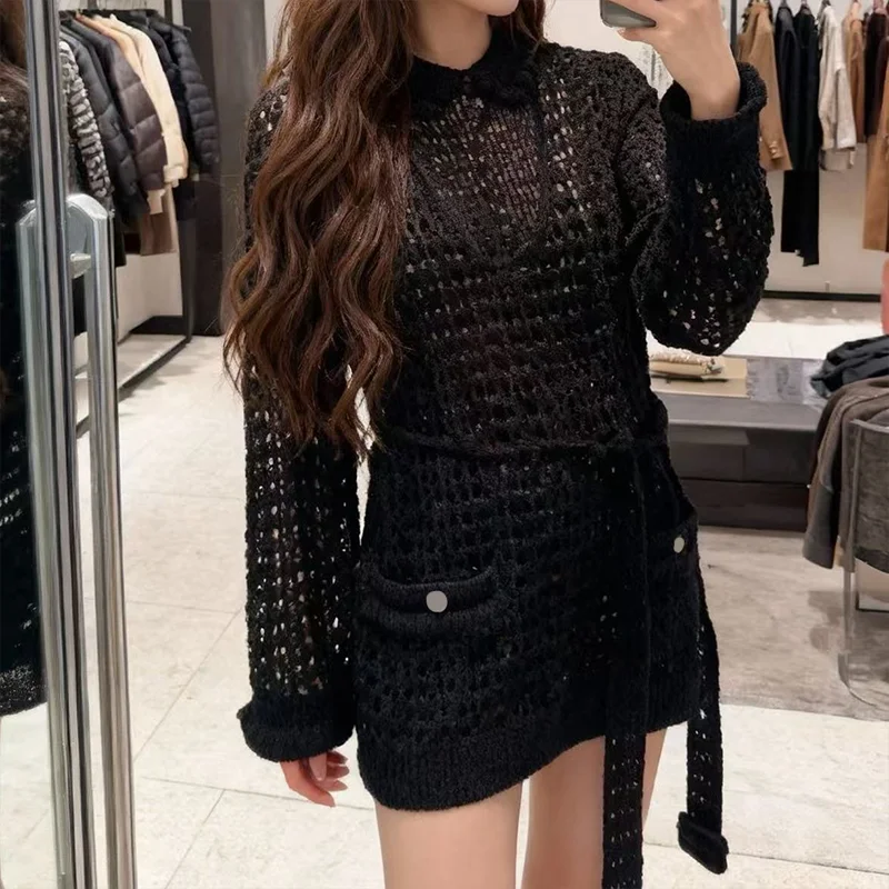 

Женская одежда высокого качества, трикотаж, женский весенне-осенний элегантный пуловер средней длины, свитер 25122407