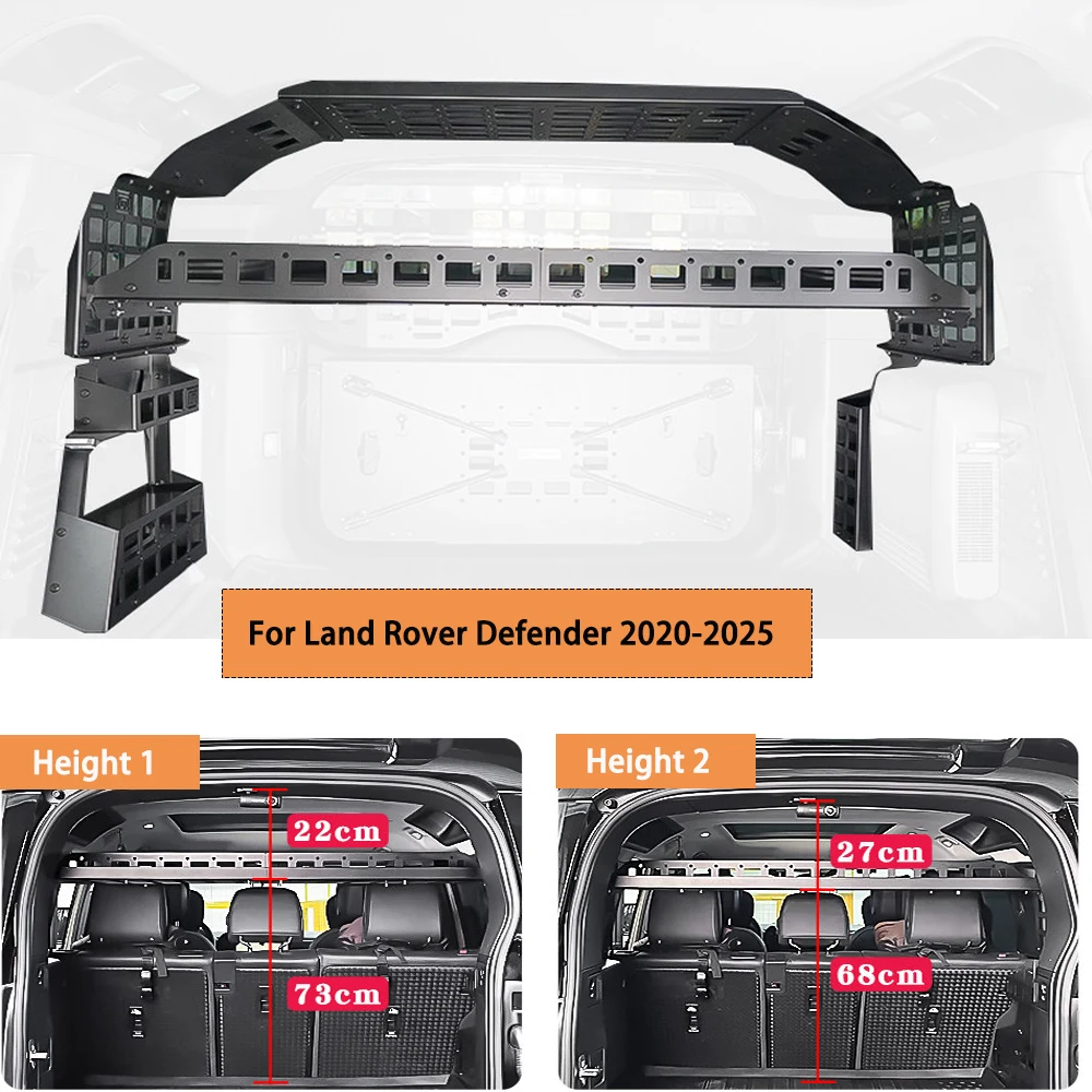 For Land Rover Defender 110 2020-2025 Car Rear Trunk Molle Panel Storage Rack Cargo Shelf Organizer Luggage Bracket Accessories