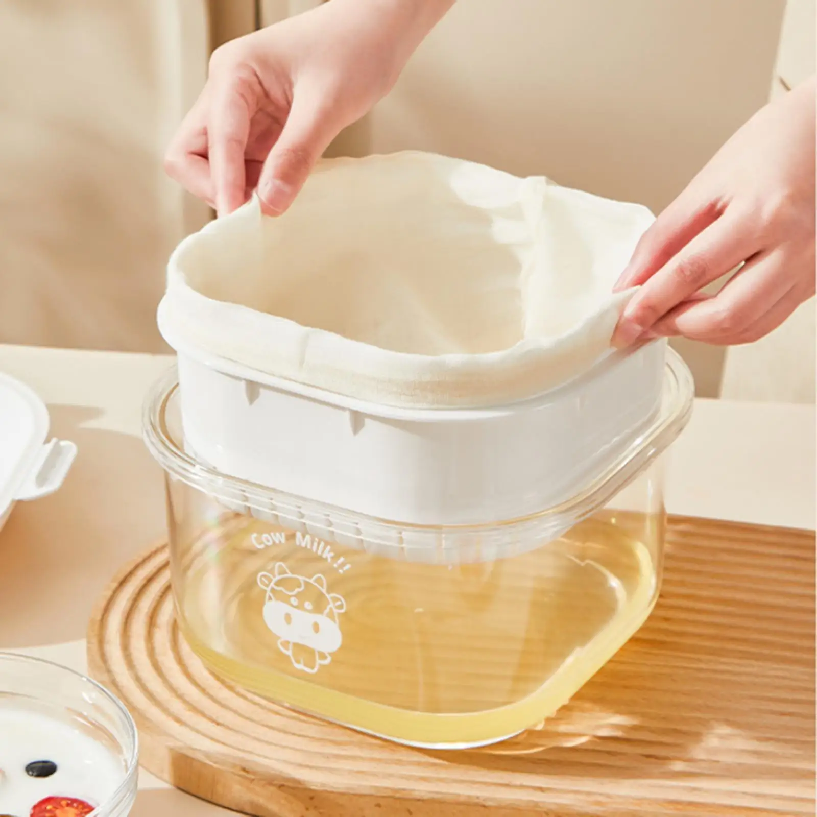 그리스 요구르트 여과기 인체공학적 액세서리 홈메이드 요구르트 필터 그리스 요구르트