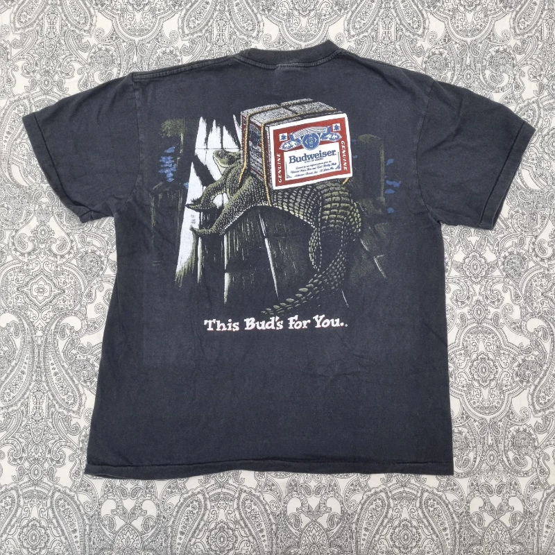 Vintage Budweiser T-Shirt King of Beer Print Tee 90s Graphic Short Sleeve Men's T-shirts for Summer All-Season